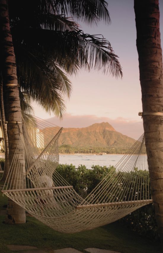 Waikiki Beach Resort hammock in Oahu Hawaii. The cheapest island to visit