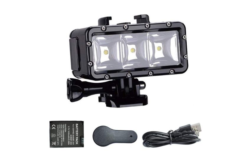 Action Camera Flashlight by Suptig High Power Dimmable Waterproof LED Video Light